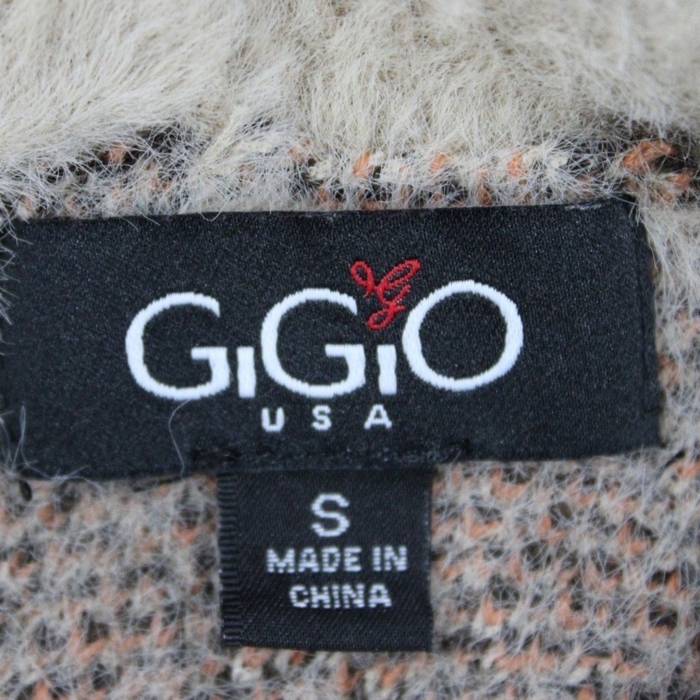 Gigio USA Womens Leopard Print Fuzzy V-Neck Sweater Tan Cream TC1396 Small - Picture 5 of 10